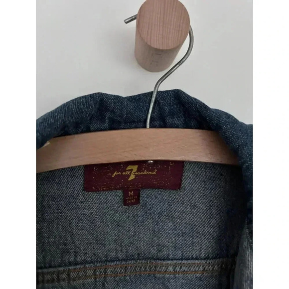 7 For All Mankind Size Medium Denim And Knit Sleeves Jacket - Picture 4 of 9